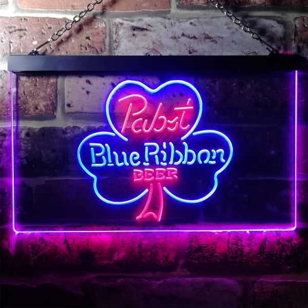 Pabst Blue Ribbon Clover Dual LED Neon Light Sign